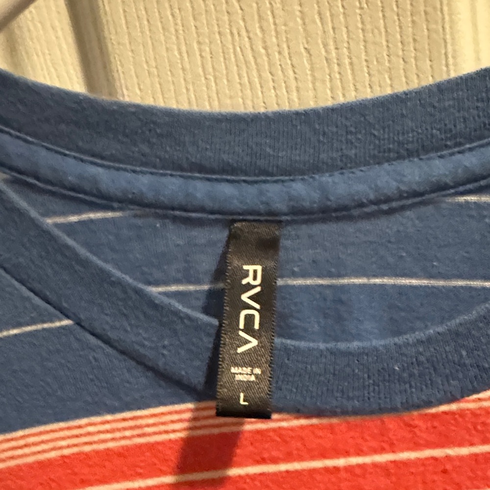 RVCA Blue and Red Striped Tee